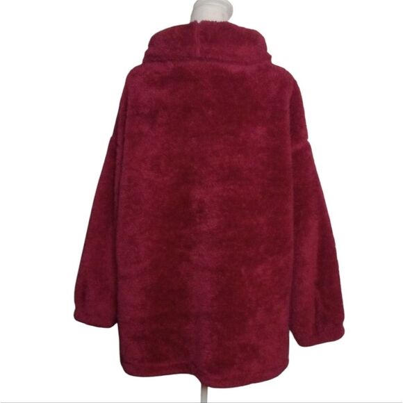 Sundance Sasha Burgundy Fleece Teddy Cowl Neck Pullover Sweater Size Small - Picture 4 of 8